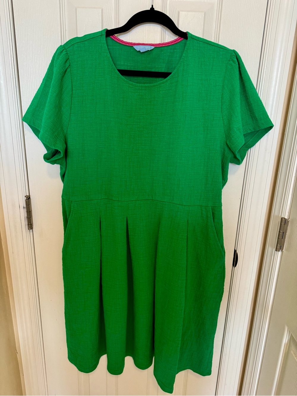 Draper James Bright Green Short-Sleeve Midi Dress
